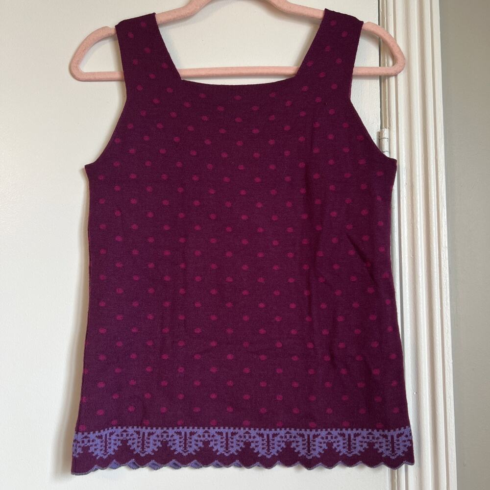 OLEANA ESPELAND SZ M Vest Top Sleeveless Sweater Red Floral Wool Silk Knit NWOT